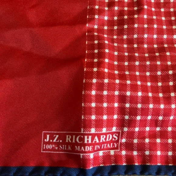 100% silk red and white scarf - Picture 2 of 3